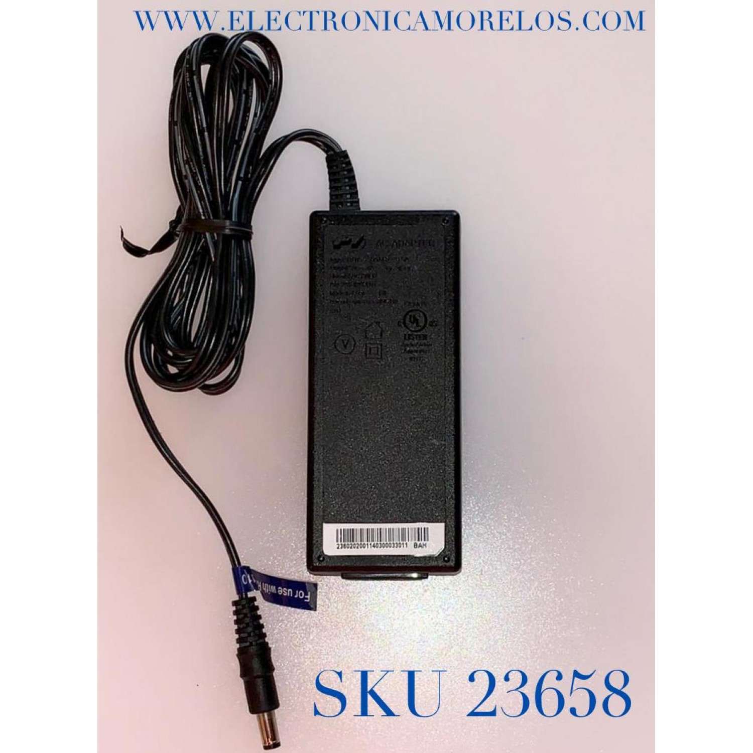 ADAPTADOR AC VCA / NUMERO DE PARTE 236-0202001 / MODELO AD6550LF / ENTRADA VCA 120V～50-60Hz .5A / SALIDA VCD 5V-4A